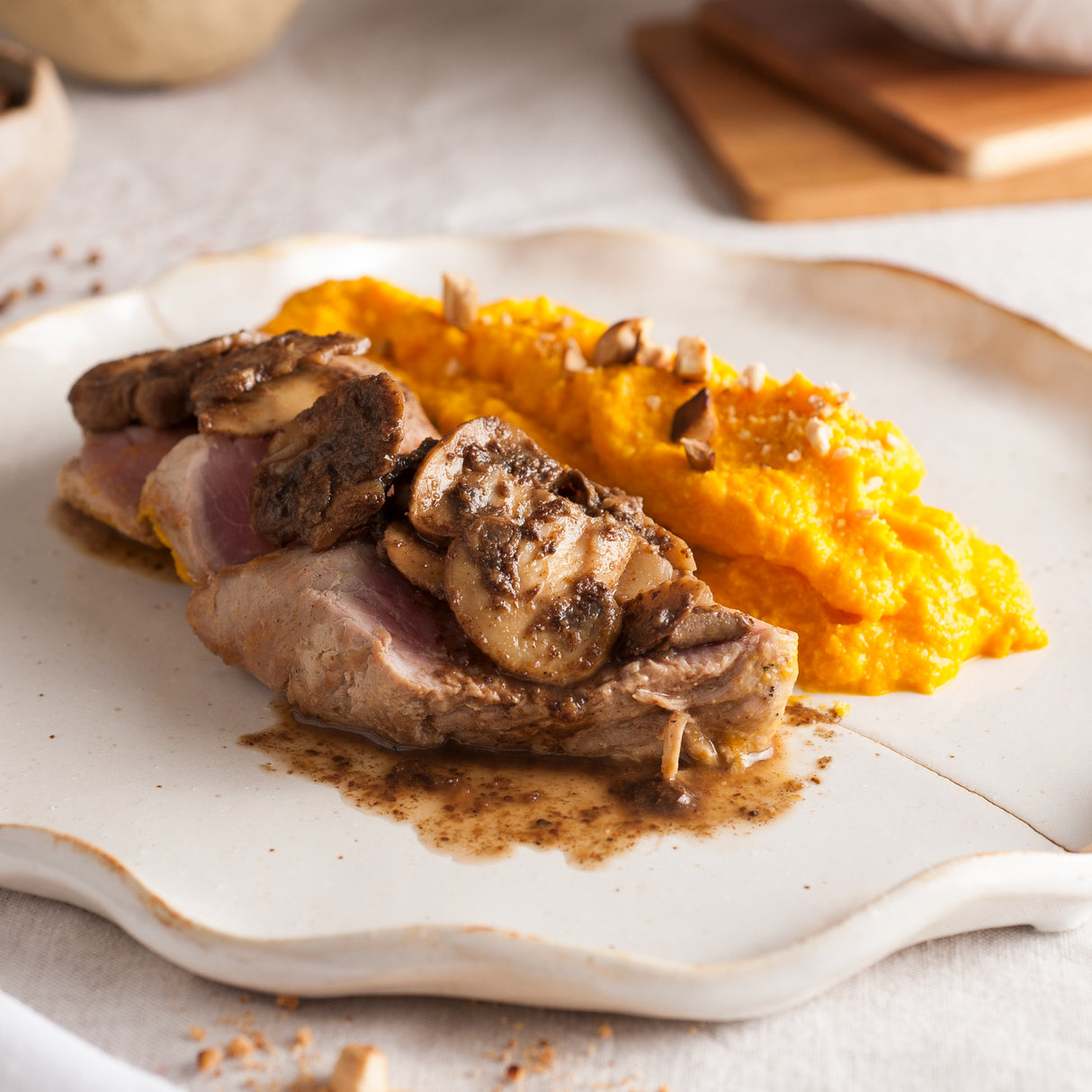 Foga Solomillo de Cerdo y Puré de Zanahorias (2-3 p.)