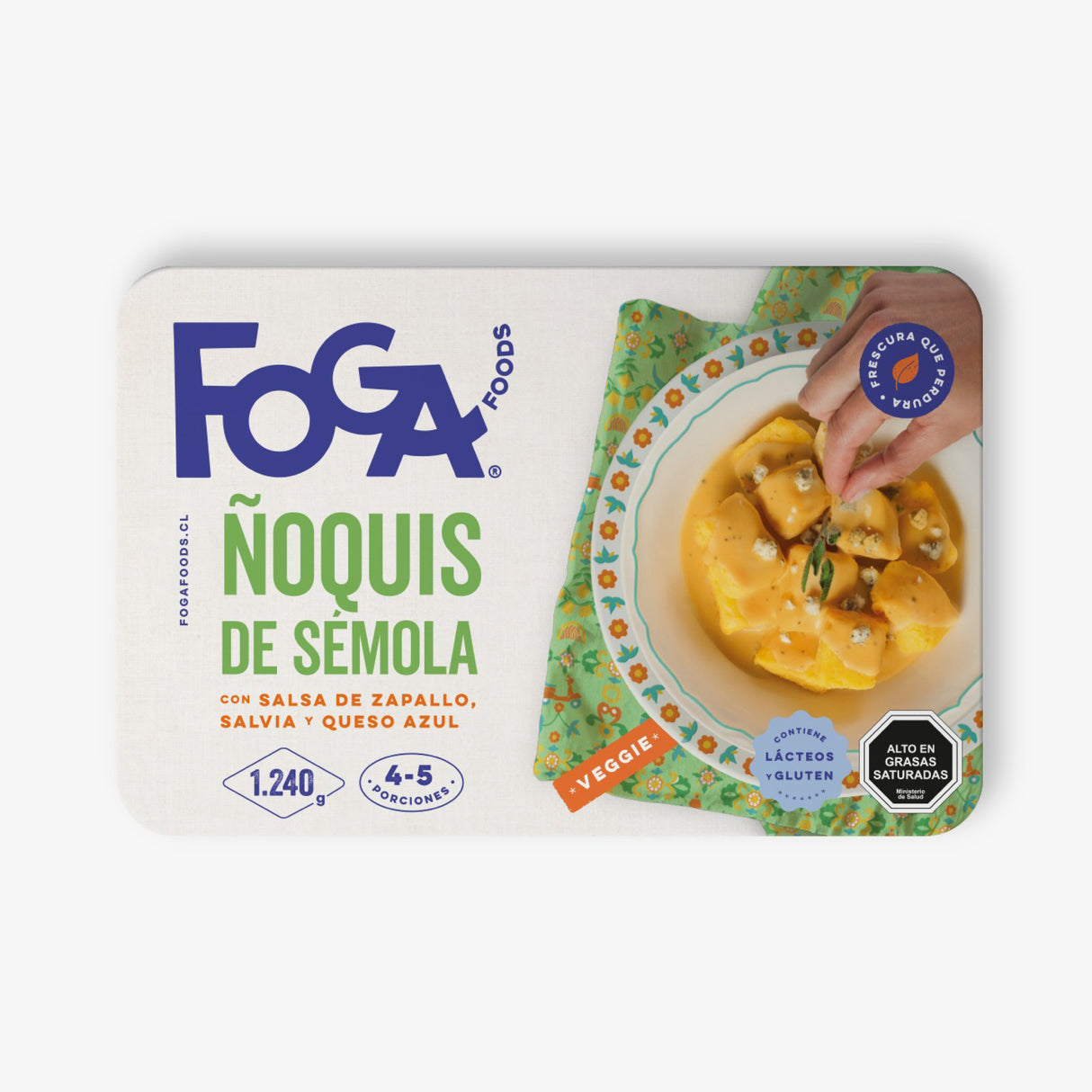 Foga Ñoquis de Sémola Salsa de Zapallo y Queso Azul (4-5 p.)