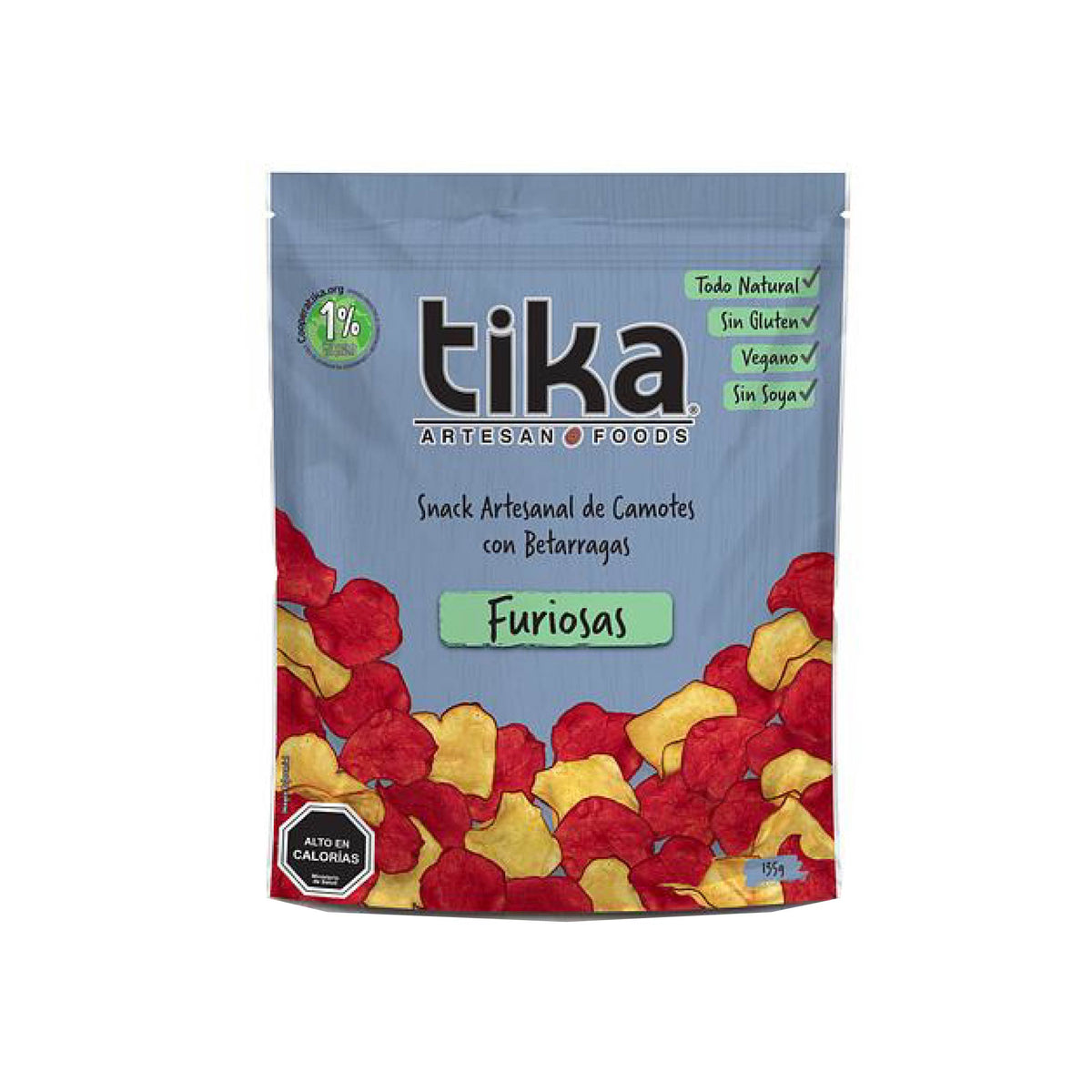 Papas fritas - snack saludables a domicilio en Santiago. Tika Furiosas 35 g, chips vegetales crujientes de camote y betarraga, veganos y libres de gluten