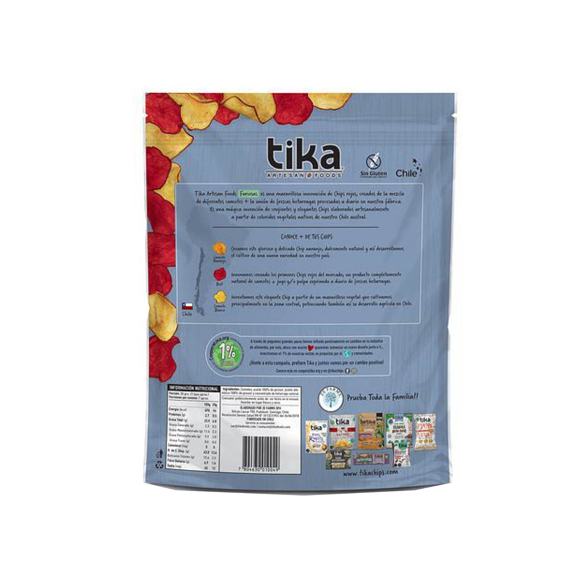 Papas fritas - snack saludables a domicilio en Santiago. Tika Furiosas 35 g, chips vegetales crujientes de camote y betarraga, veganos y libres de gluten