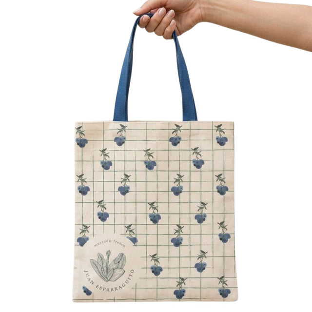 Tote bag de tela con diseño de arándanos Juan Esparraguito
