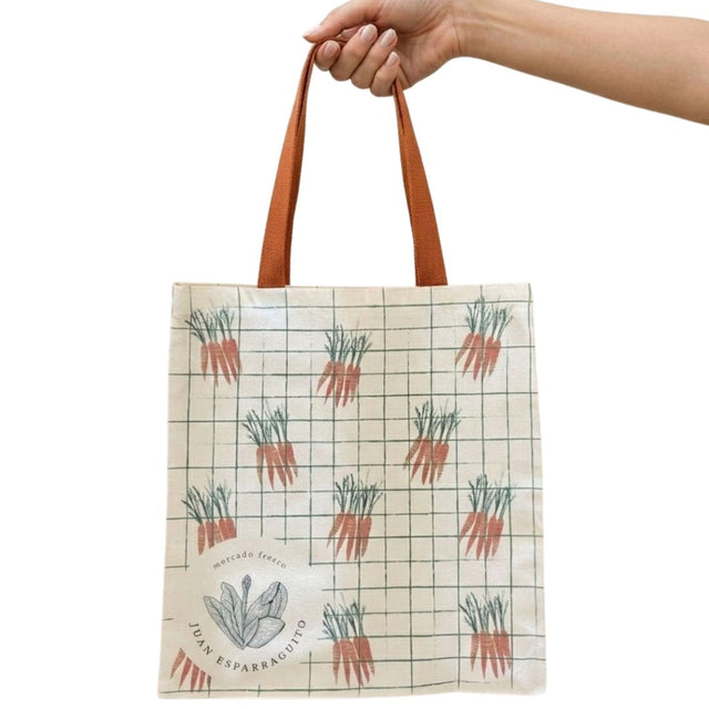 Tote bag de tela con diseño de zanahorias Juan Esparraguito