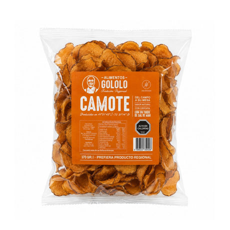 Chips de Camote Gololo 170 g, snack crujiente de camote ideal para aperitivos y picoteos