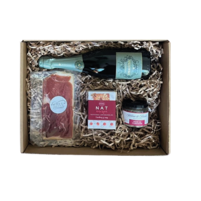 Cesta caja de aperitivo para regalo despacho a domicilio en Santiago